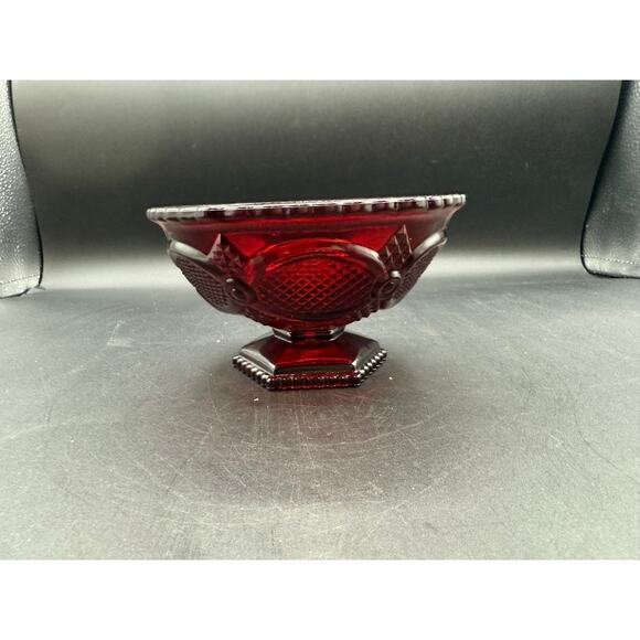 Vintage Avon Cape Cod Ruby Red Footed Pedestal Bowl-Candy or Nut Dish - Picture 2 of 8